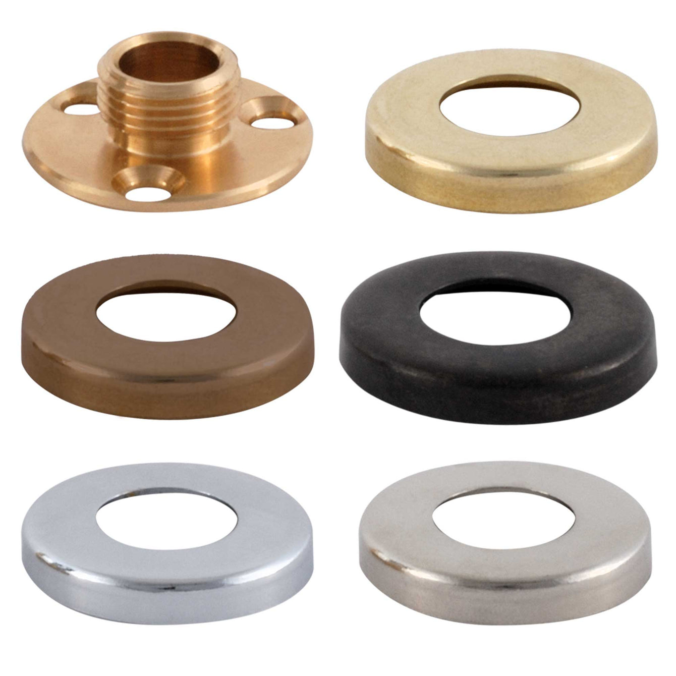 ElekTek Male Thread Back Plate Mount Cover and Screws - For use with B22 E27 Lamp holders Nickel / Half Inch
