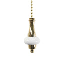ElekTek Bathroom Light Pull Cord Chain Handle Ceramic or Wooden Disc with 80cm Brass Chain