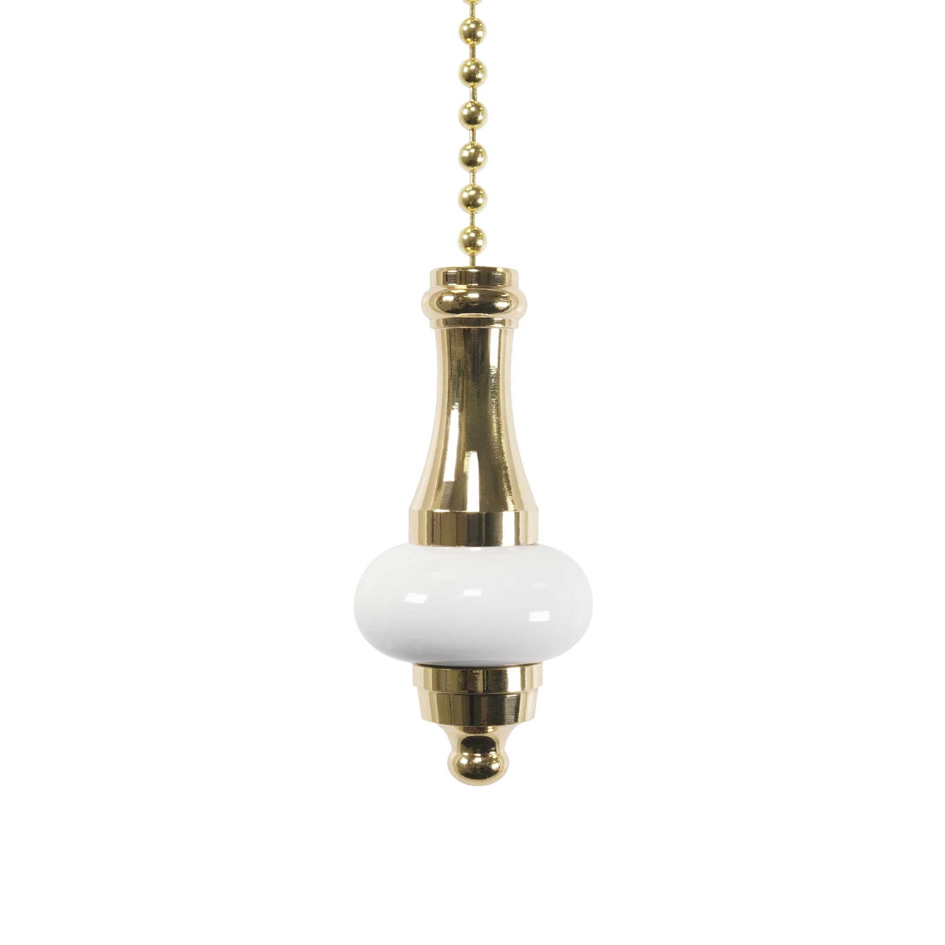 ElekTek Bathroom Light Pull Cord Chain Handle Ceramic or Wooden Disc with 80cm Brass Chain Pale Blue