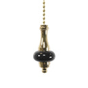 ElekTek Bathroom Light Pull Cord Chain Handle Ceramic or Wooden Disc with 80cm Brass Chain