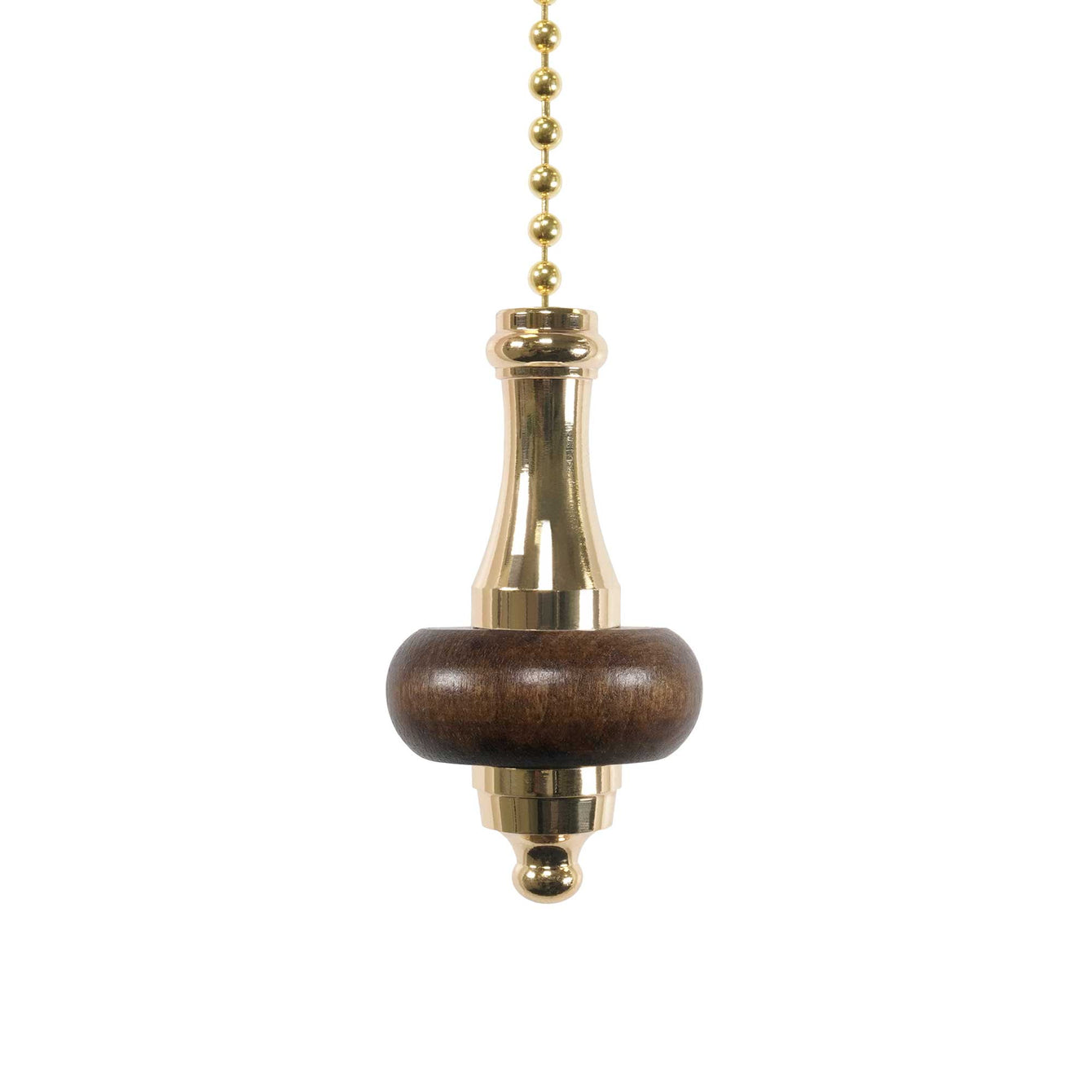 ElekTek Bathroom Light Pull Cord Chain Handle Ceramic or Wooden Disc with 80cm Brass Chain