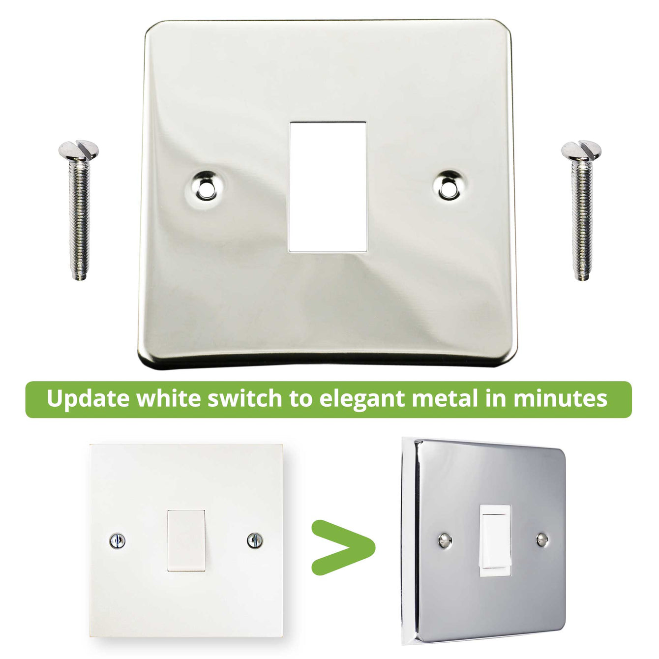 ElekTek Light Switch Conversion Metal Modern Cover Plate No Wiring Single Antique Brass