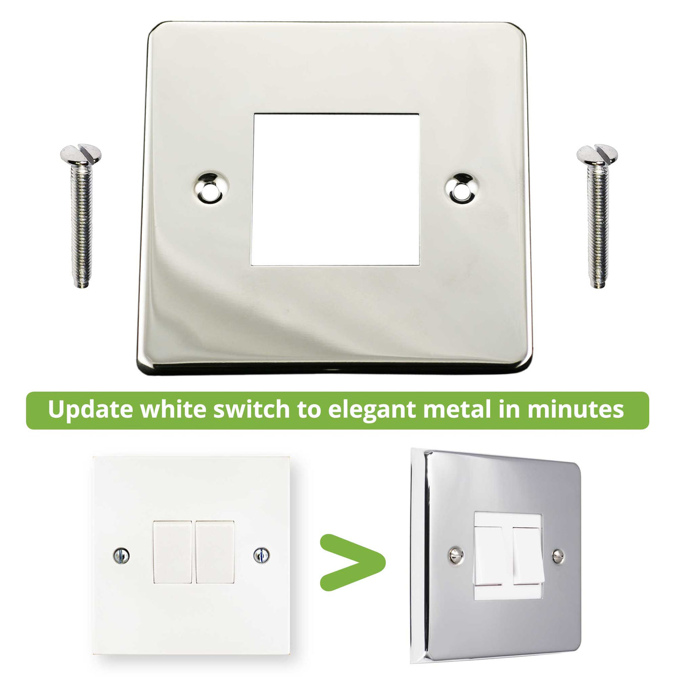 ElekTek Light Switch Conversion Metal Modern Cover Plate No Wiring Double Antique Brass