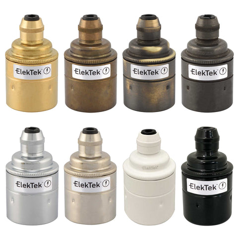 ElekTek ES Edison Screw E27 Cord Grip Pendant Lamp Holder Plain Skirt Brass