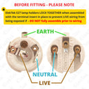 ElekTek Premium Lamp Kit Brass Shade Ring E27 Lamp Holder with Gold Flex, In Line Switch and 3A UK Plug