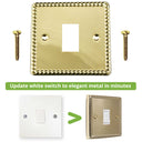 ElekTek Light Switch Conversion Metal Cover Plate Georgian Rope Brass No Wiring Single/Double