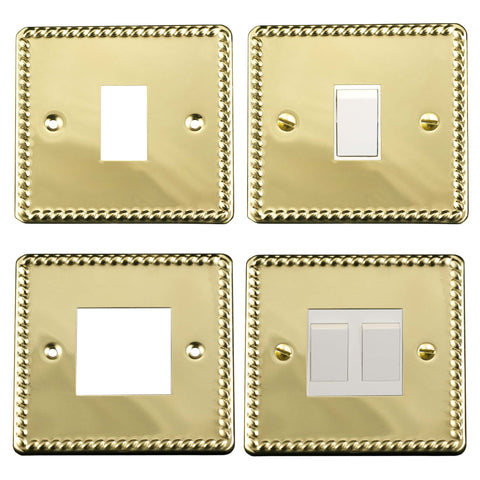 ElekTek Light Switch Conversion Metal Cover Plate Georgian Rope Brass No Wiring Single/Double