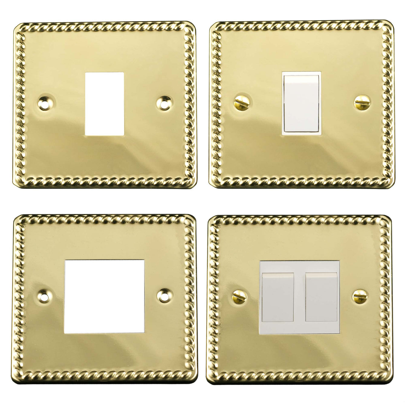 ElekTek Light Switch Conversion Metal Cover Plate Georgian Rope Brass No Wiring Single/Double Single