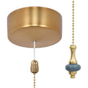 ElekTek Premium Brushed Brass Bathroom Light Pull Cord Switch Kit with Pull Chain Handle