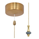 ElekTek Premium Brushed Brass Bathroom Light Pull Cord Switch Kit with Pull Chain Handle