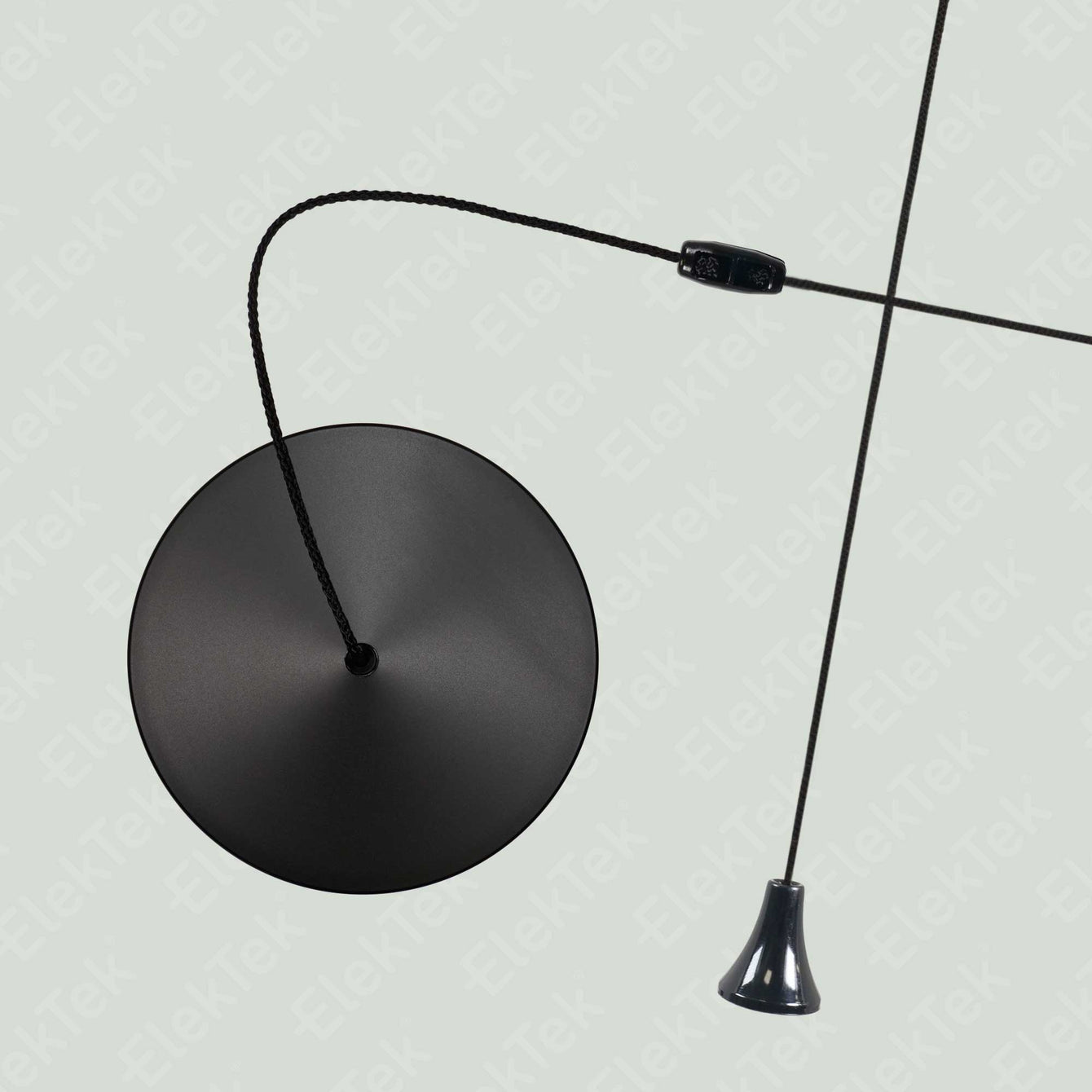 ElekTek Light Pull Cord Switch Ideal for Bathroom Ceiling with Metal Plated Cover (Matt Black - Thermoplastic)