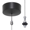 ElekTek Premium Matt Black Bathroom Light Pull Cord Switch Kit with Pull Chain Handle