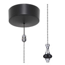 ElekTek Premium Matt Black Bathroom Light Pull Cord Switch Kit with Pull Chain Handle