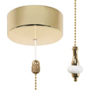 ElekTek Premium Metal Plated Brass Effect Bathroom Light Pull Cord Switch Kit with Pull Chain Handle