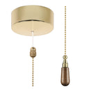 ElekTek Premium Metal Plated Brass Effect Bathroom Light Pull Cord Switch Kit with Pull Chain Handle