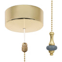 ElekTek Premium Metal Plated Brass Effect Bathroom Light Pull Cord Switch Kit with Pull Chain Handle