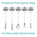 ElekTek Premium Chrome Bathroom Light Pull Switch Kit and Chain Bundle