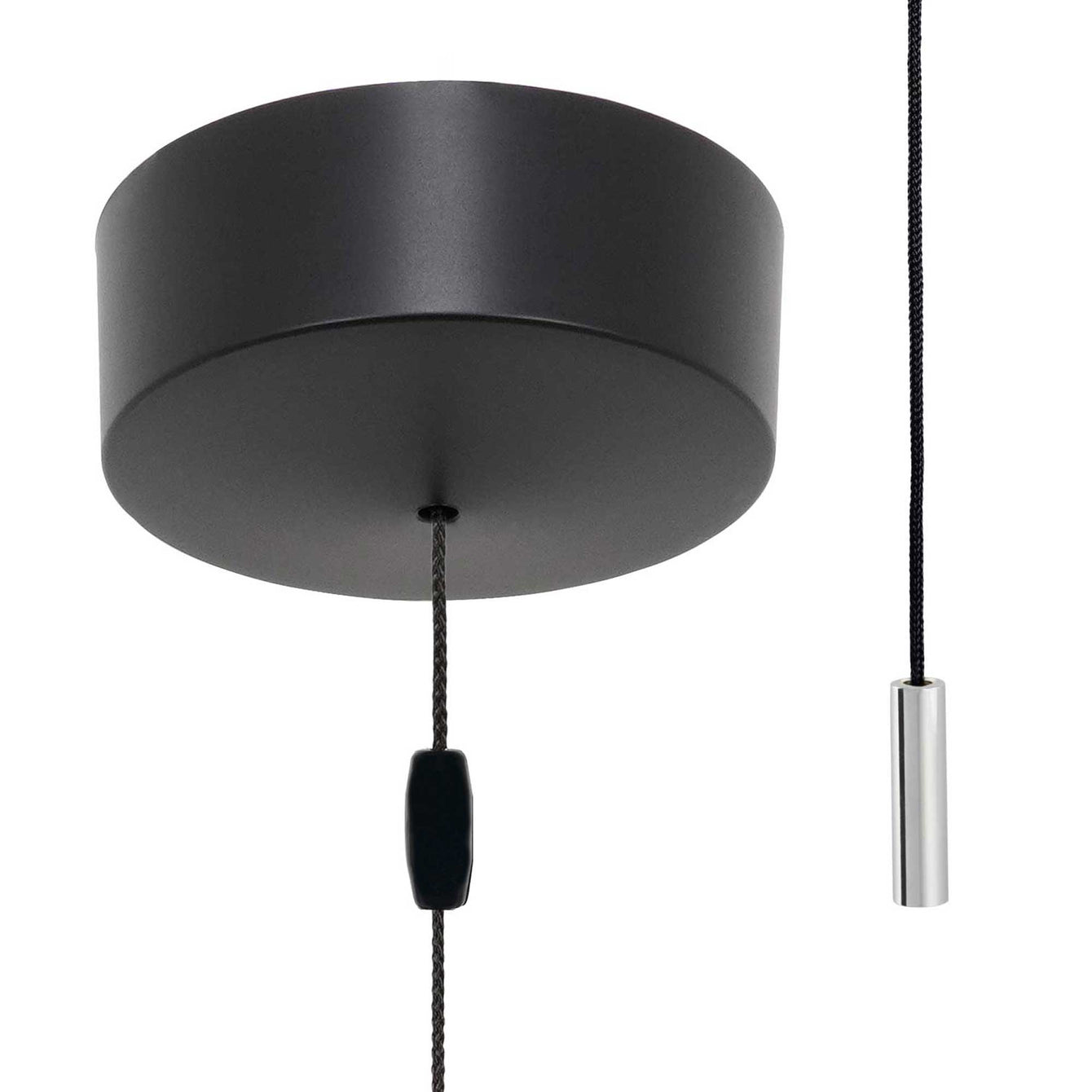 ElekTek Bathroom Ceiling Light Pull Cord Switch with Chrome Mini Cylinder Fob Handle