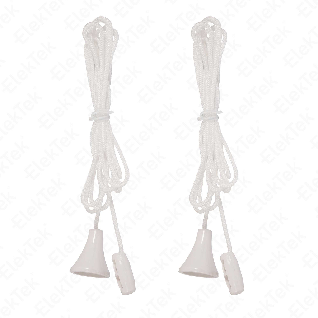 ElekTek 2x Bathroom Ceiling Pull Switch Cord String Toggle white or black - twin/double pack