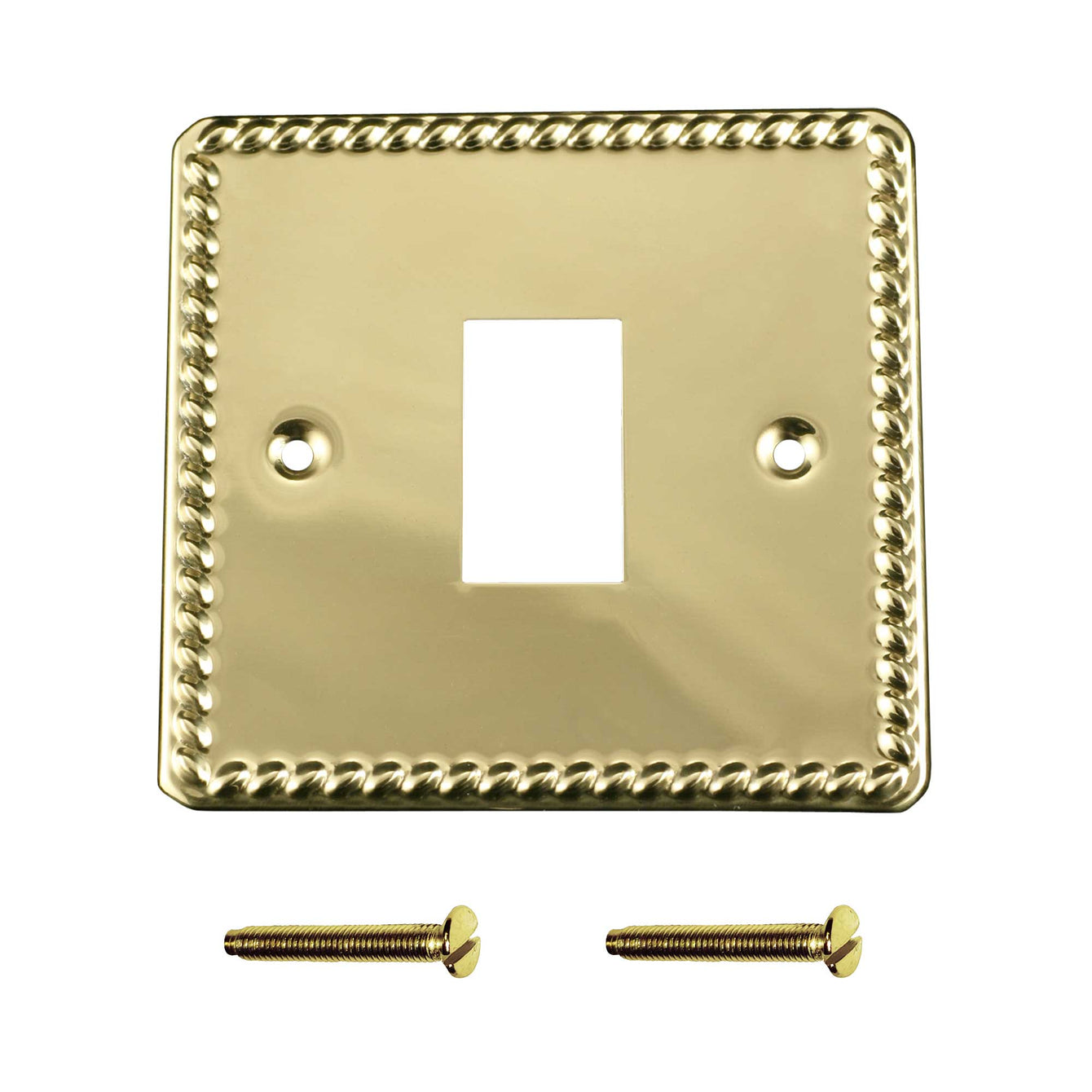 ElekTek Light Switch Conversion Metal Cover Plate Georgian Rope Brass No Wiring Single/Double Double