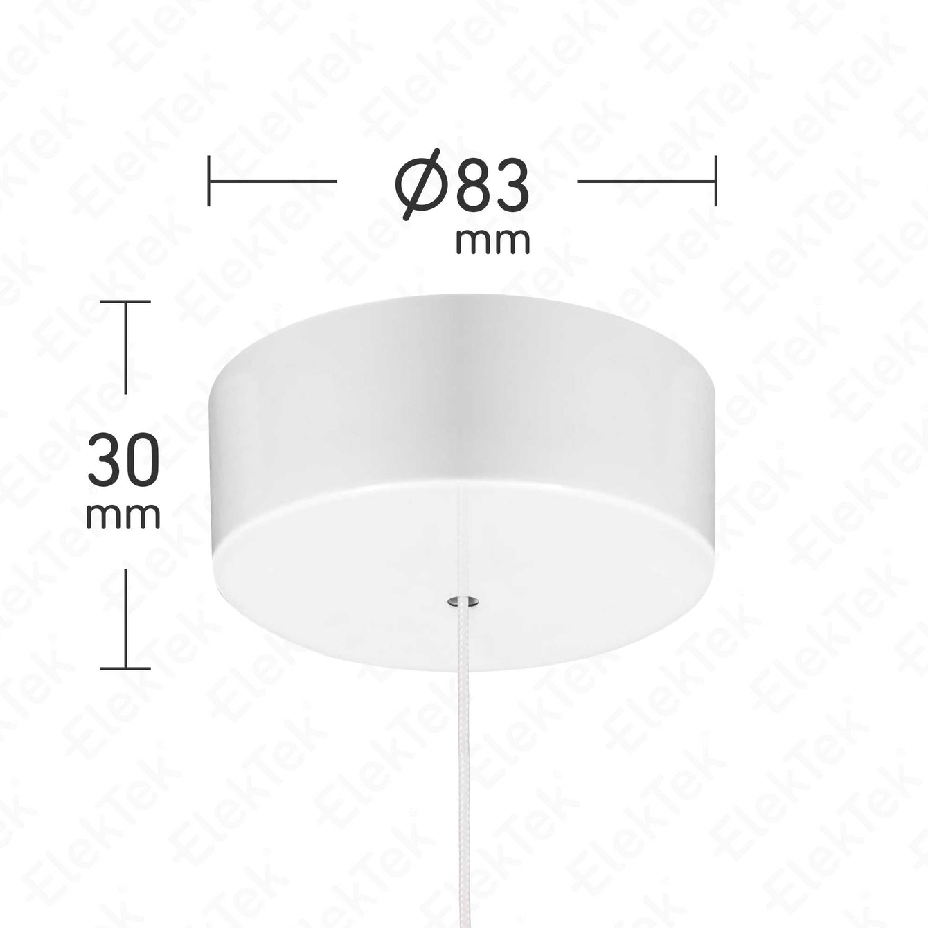 ElekTek Light Pull Cord Switch Ideal for Bathroom Ceiling with Metal Plated Cover (Matt Black - Thermoplastic)