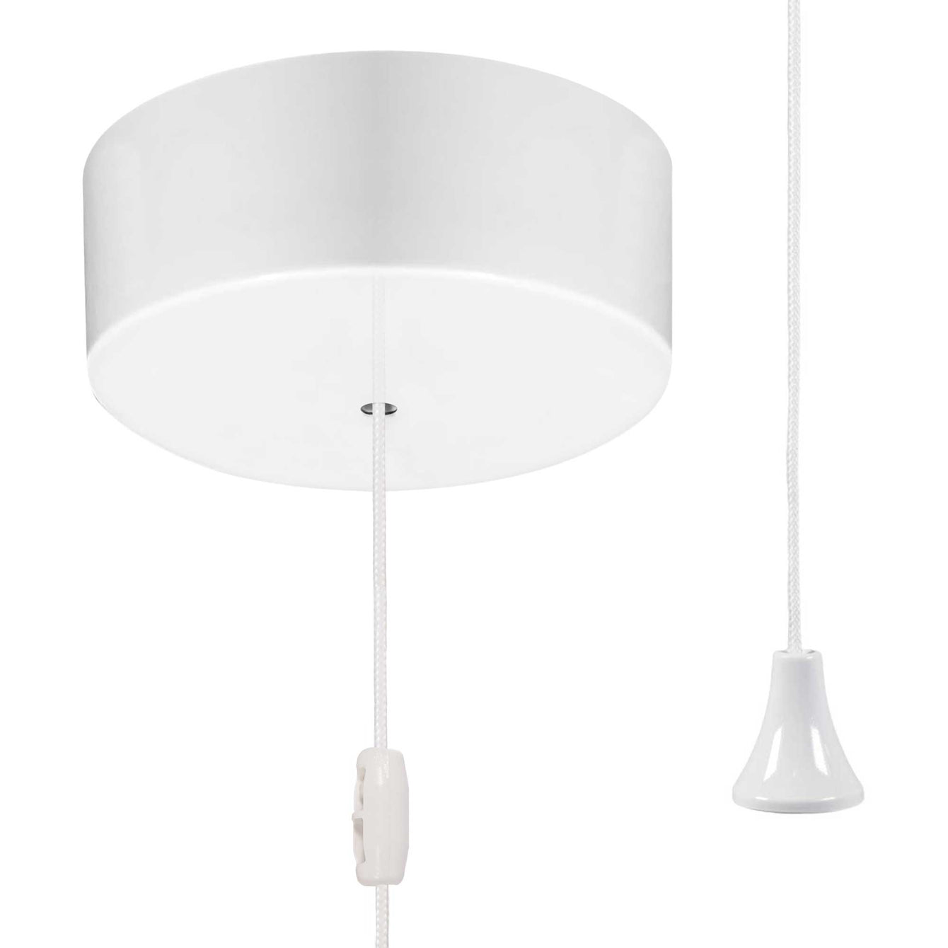 ElekTek Light Pull Cord Switch Ideal for Bathroom Ceiling with Metal Plated Cover (Matt Black - Thermoplastic)