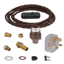 ElekTek Premium Lamp Kit Antique Brass Unswitched B22 Lamp Holder with Flex and 3A UK Plug