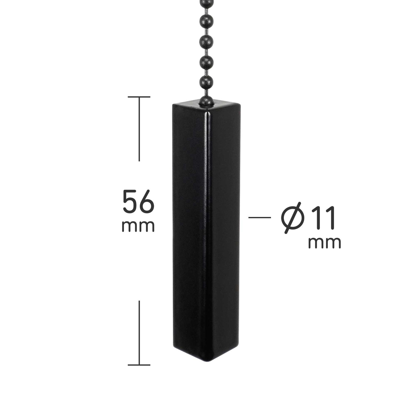 ElekTek Premium Matt Black Bathroom Light Pull Cord Switch Kit with Pull Chain Handle