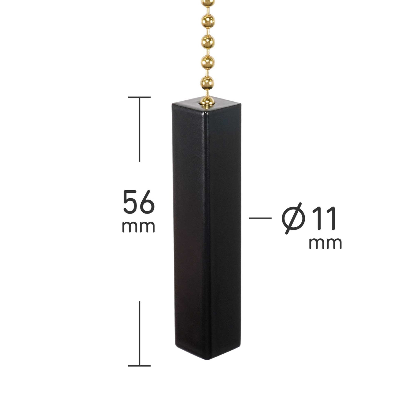 ElekTek Premium Brass Bathroom Light Pull Cord Switch Kit with Pull Chain Handle Black Cylinder / Black