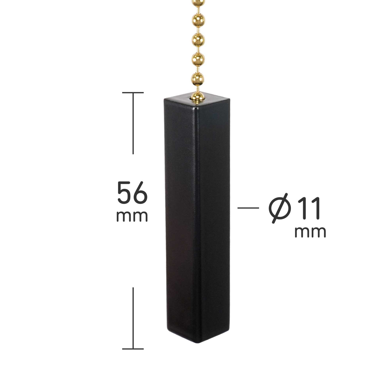 ElekTek Light Pull Cord Chain Black Square Bar