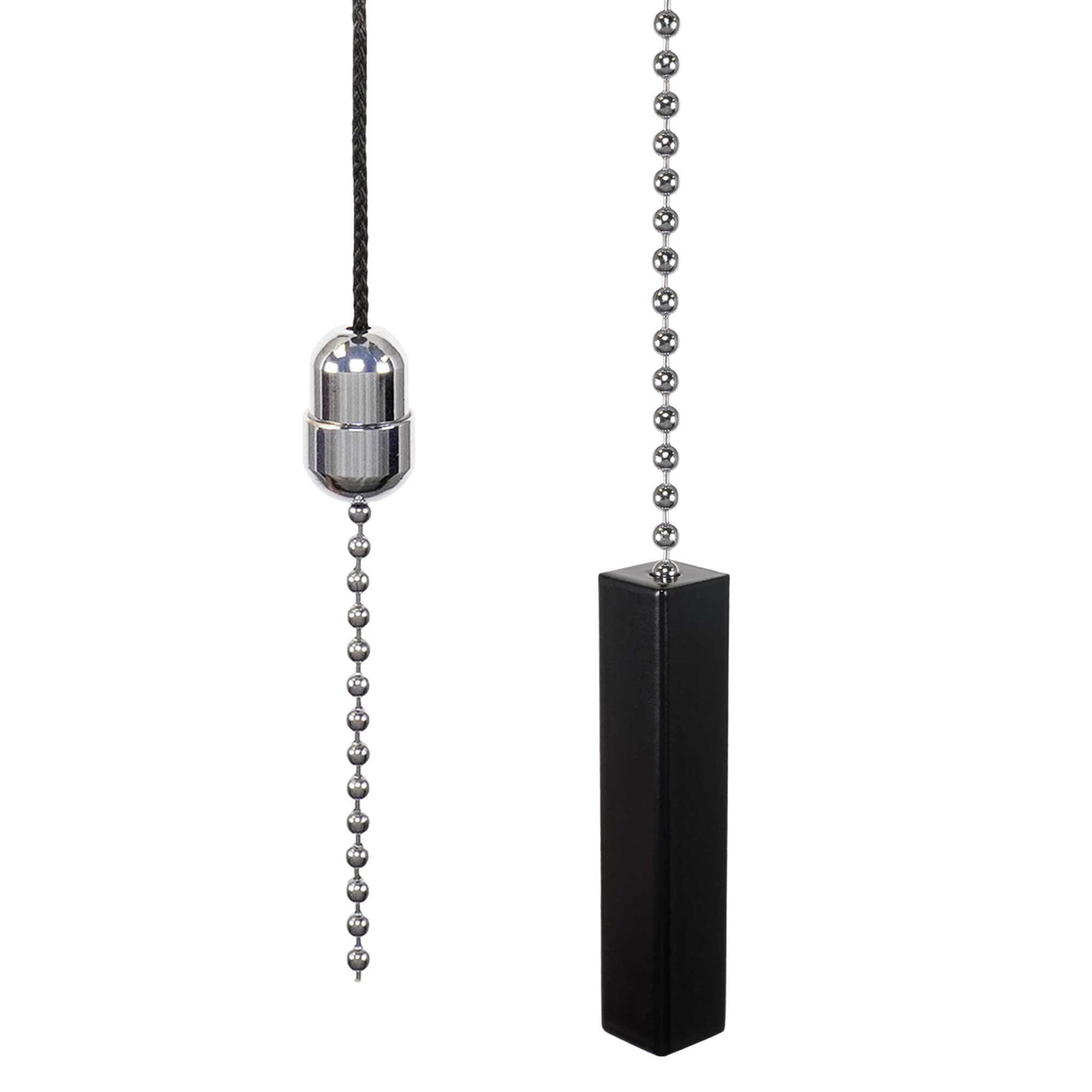 ElekTek Light Pull Cord Chain Black Square Bar Black/Cord