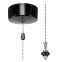 ElekTek Premium Satin Black Bathroom Light Pull Cord Switch Kit with Pull Chain Handle