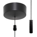 ElekTek Premium Matt Black Bathroom Light Pull Cord Switch Kit with Pull Chain Handle