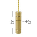 ElekTek Premium Metal Plated Brass Effect Bathroom Light Pull Cord Switch Kit with Pull Chain Handle