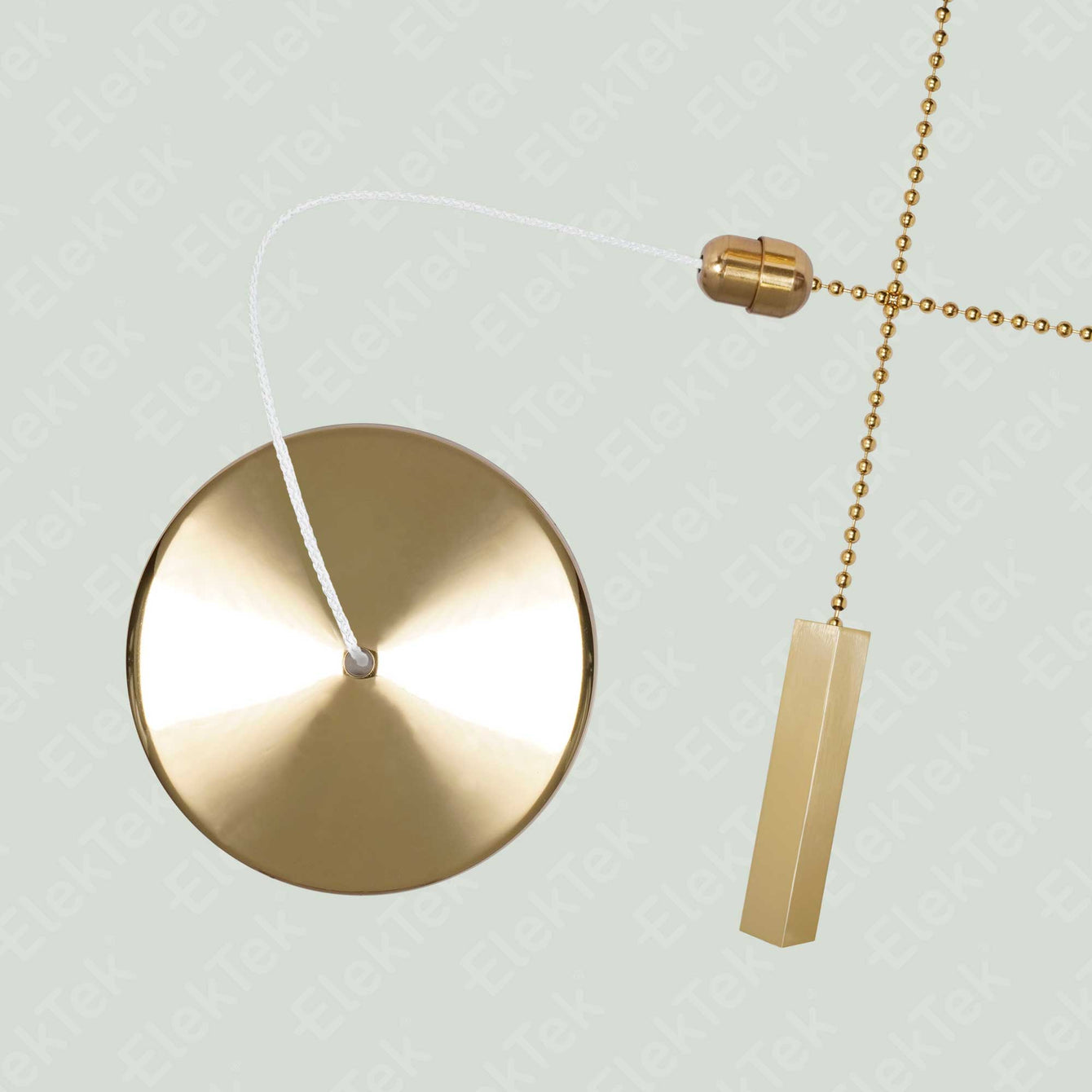 ElekTek Premium Metal Plated Brass Effect Bathroom Light Pull Cord Switch Kit with Pull Chain Handle Dark Oak Drop / Brass