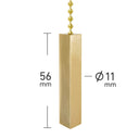 ElekTek Premium Metal Plated Brass Effect Bathroom Light Pull Cord Switch Kit with Pull Chain Handle
