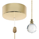 ElekTek Premium Metal Plated Brass Effect Bathroom Light Pull Cord Switch Kit with Pull Chain Handle