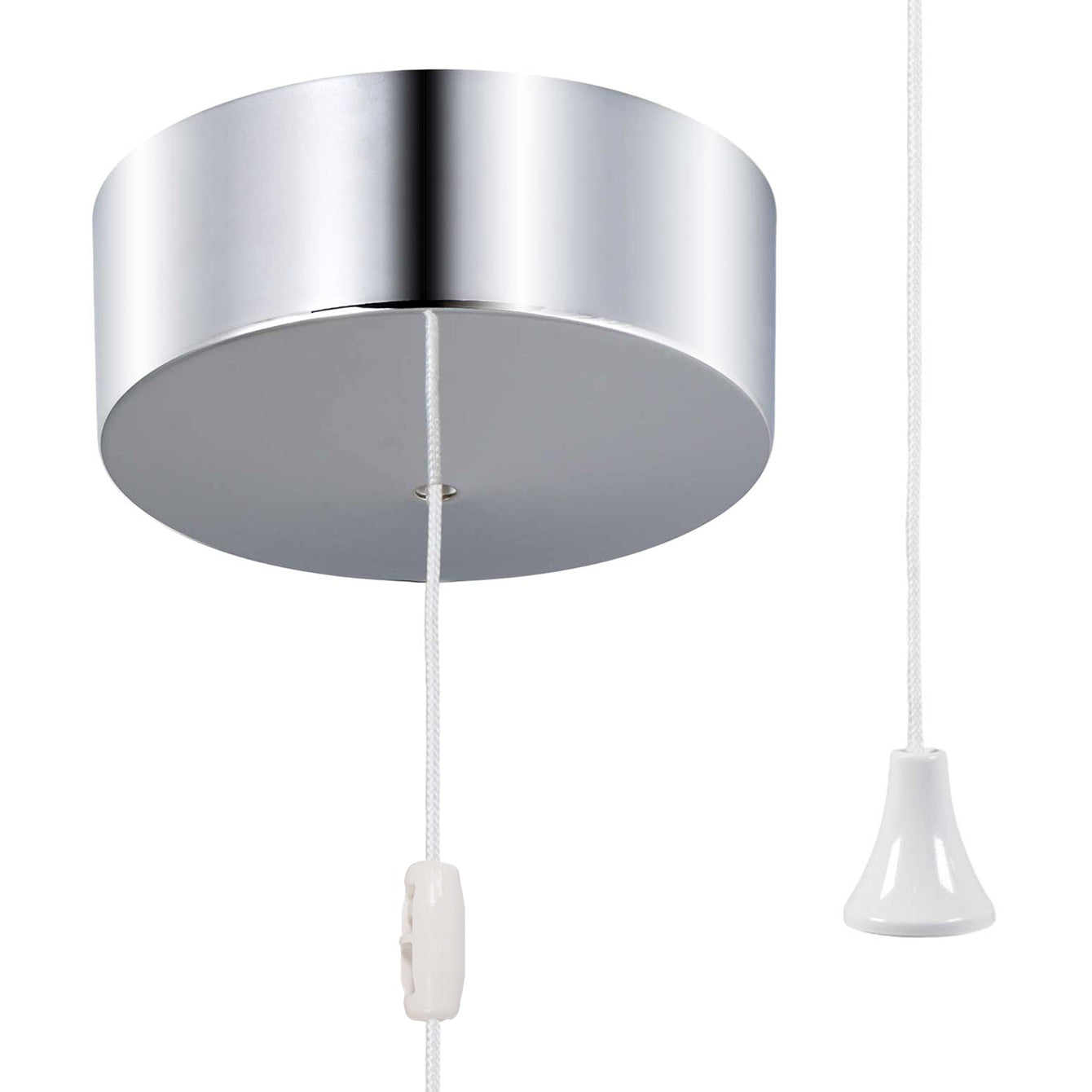 ElekTek Light Pull Cord Switch Ideal for Bathroom Ceiling with Metal Plated Cover (Matt Black - Thermoplastic) Brushed Brass