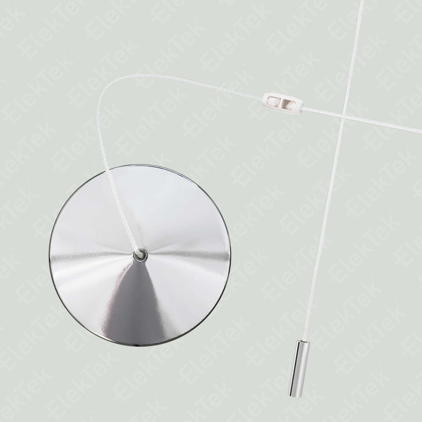 ElekTek Bathroom Ceiling Light Pull Cord Switch with Chrome Mini Cylinder Fob Handle Matt Black