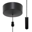 ElekTek Premium Matt Black Bathroom Light Pull Cord Switch Kit with Pull Chain Handle