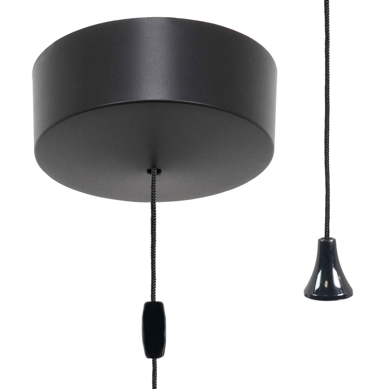 ElekTek Light Pull Cord Switch Ideal for Bathroom Ceiling with Metal Plated Cover (Matt Black - Thermoplastic)