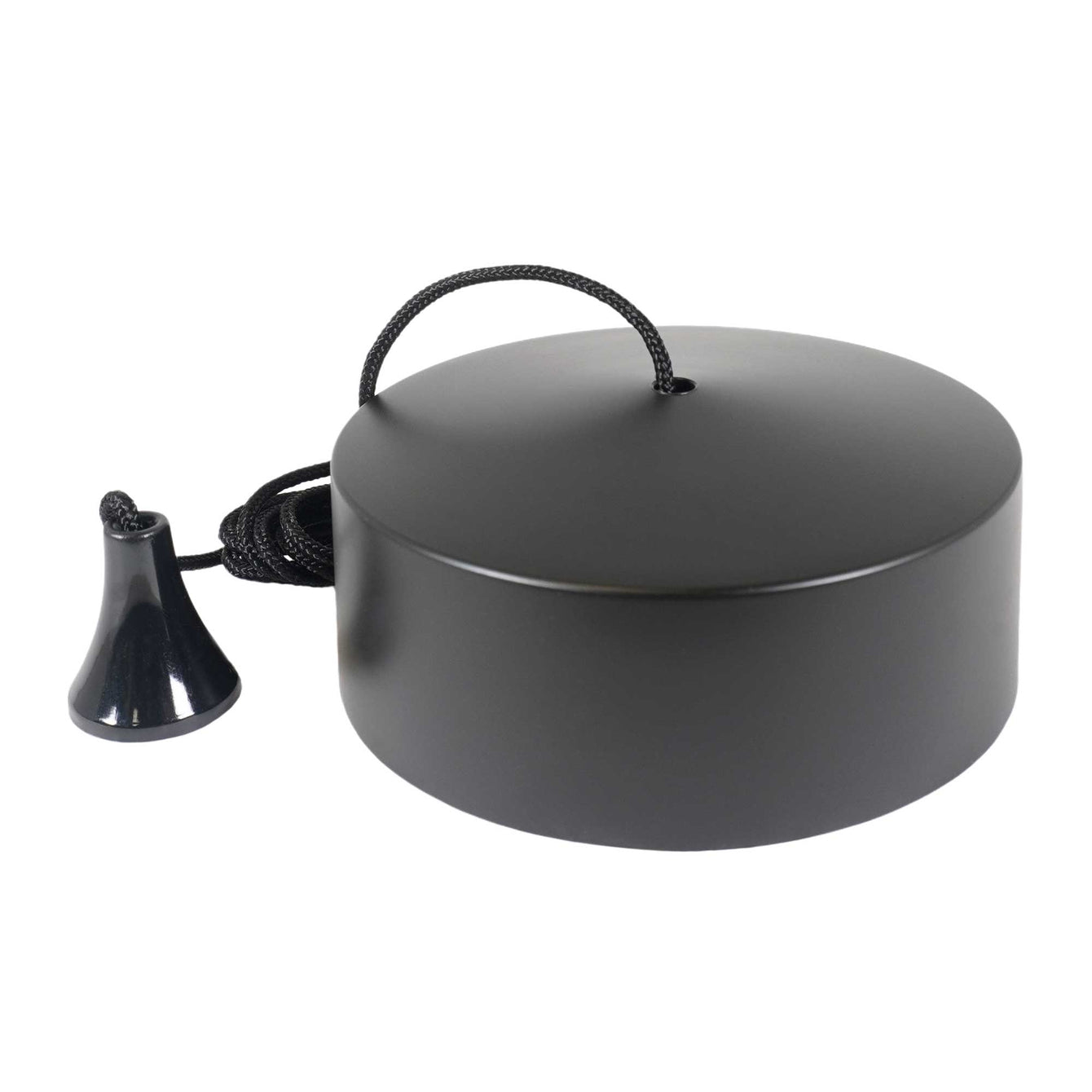 ElekTek Light Pull Cord Switch Ideal for Bathroom Ceiling with Metal Plated Cover (Matt Black - Thermoplastic)