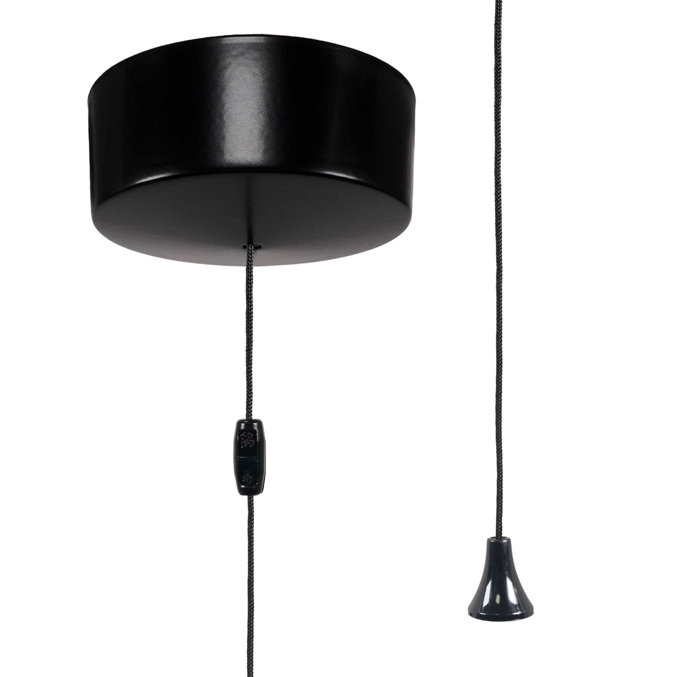 ElekTek Light Pull Cord Switch Ideal for Bathroom Ceiling with Metal Plated Cover (Matt Black - Thermoplastic)