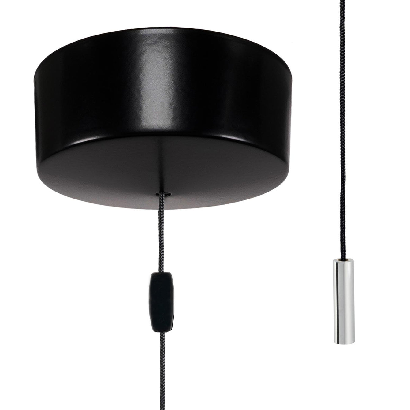 ElekTek Bathroom Ceiling Light Pull Cord Switch with Chrome Mini Cylinder Fob Handle