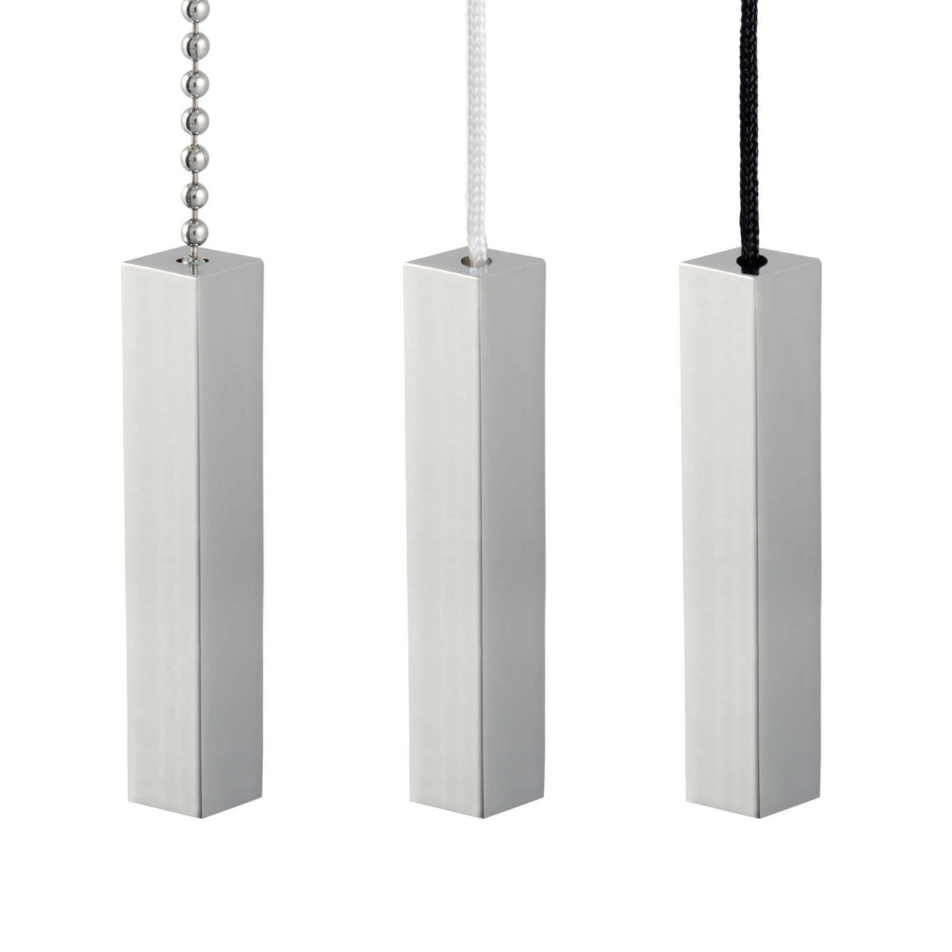 ElekTek Light Pull Cord Chain Handle Chrome Square Bar With 80cm Matching Ball Chain or Cord Square Bar/Chrome Chain