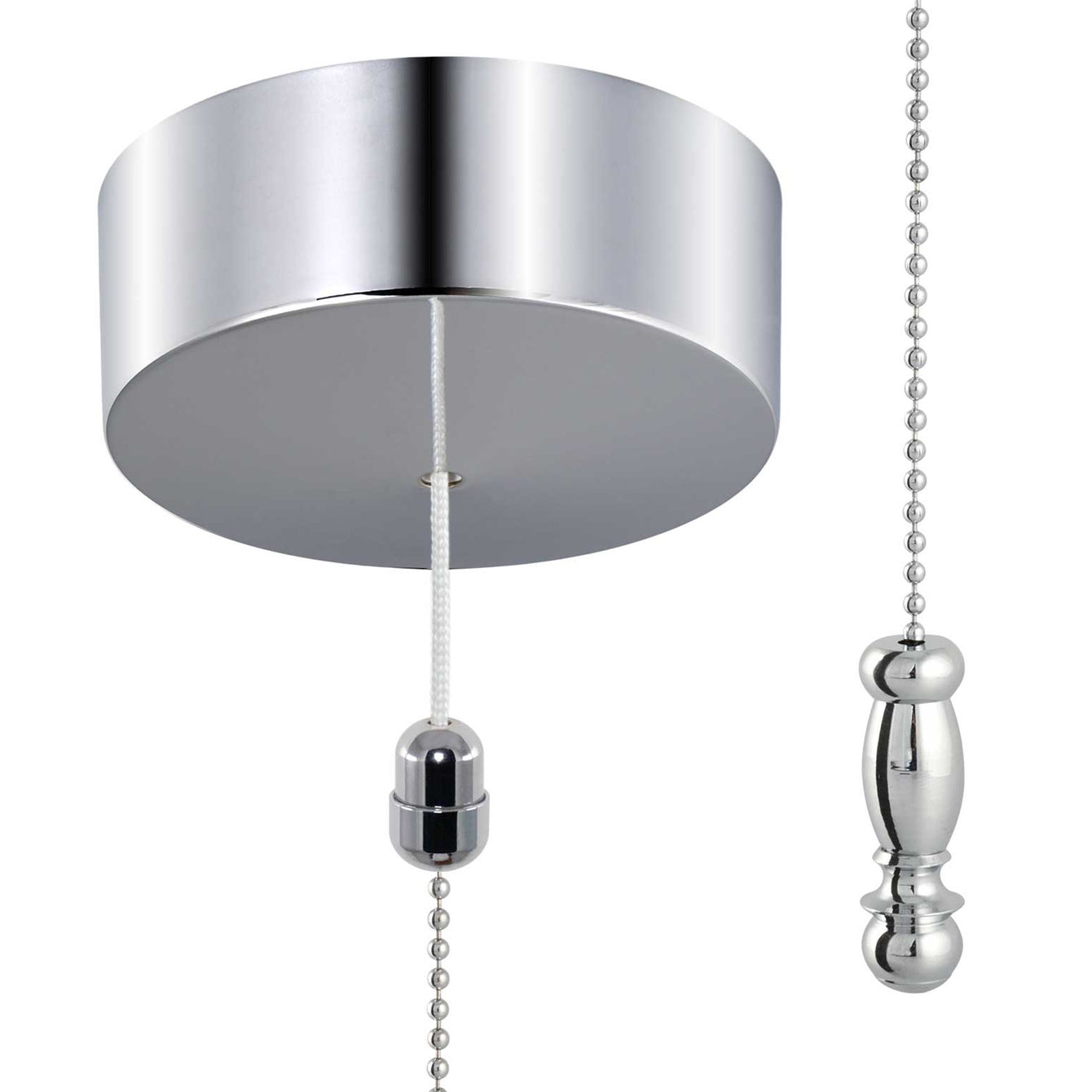 ElekTek Premium Chrome Bathroom Light Pull Switch Kit and Chain Extended Bundle