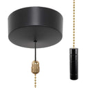 ElekTek Premium Matt Black Bathroom Light Pull Cord Switch Kit with Pull Chain Handle