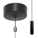 ElekTek Premium Matt Black Bathroom Light Pull Cord Switch Kit with Pull Chain Handle