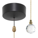 ElekTek Premium Matt Black Bathroom Light Pull Cord Switch Kit with Pull Chain Handle