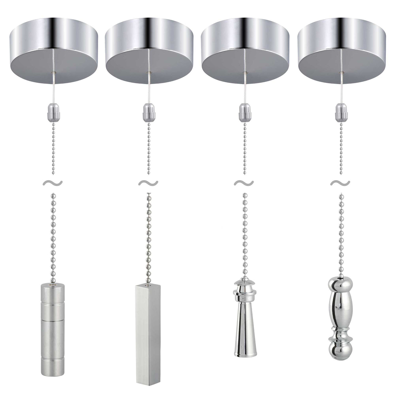 ElekTek Premium Chrome Bathroom Light Pull Switch Kit and Chain Extended Bundle
